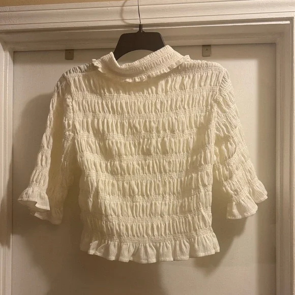 Maeve smocked button down blouse ivory size Ds - Picture 11 of 11